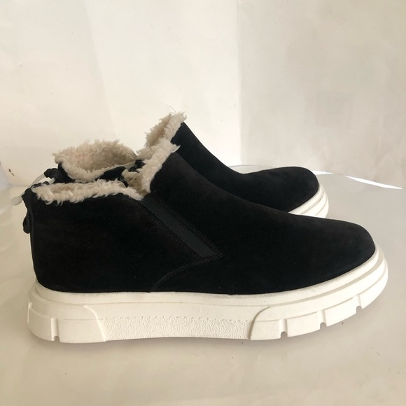 Franco Sarto Women’s Allie Suede Leather Faux Fur Ankle Sneakers Bootie Size 10M - Picture 1 of 13